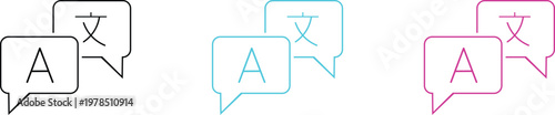Language Translation Chat icons set.