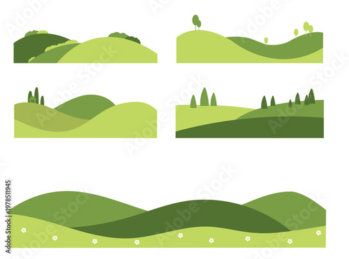 Abstract agriculture landscape template. Green field template, eco background, nature landscape vector illustration with texture. Farmland collage for flyer, identity, booklet. Eco background, map