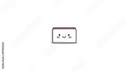 Cute cartoon character with a happy face in a minimalist style