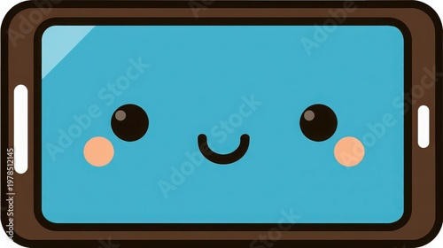Cute Cartoon Smartphone Character with Happy Face and Bright Colors