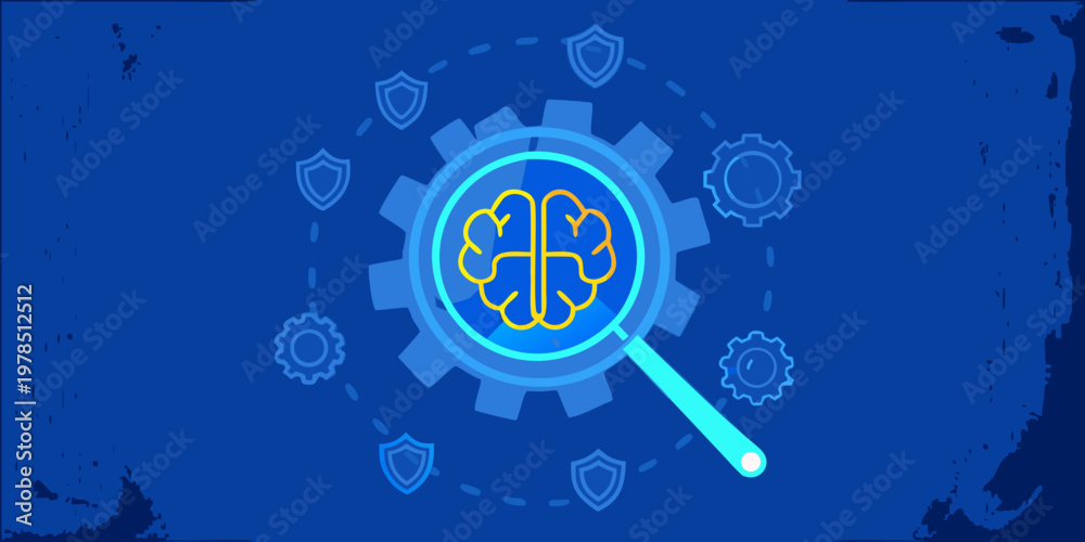 Fototapeta premium Artificial intelligence concept with a brain inside a magnifying glass