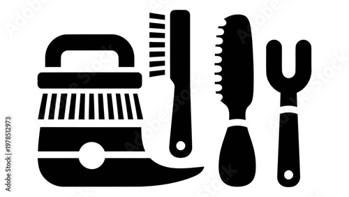 Shoe cleaning kit set icon, vector illustration