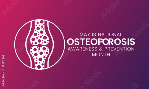 National Osteoporosis awareness and prevention month observed each year in May. it causes bones to become weak and brittle that a fall or coughing can cause a fracture. Vector illustration.