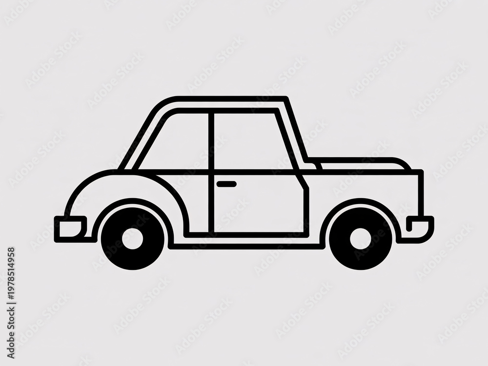 Fototapeta premium A simple black line drawing of a classic car on a plain background
