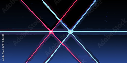 Abstract geometric pattern with converging lines and glowing light effects