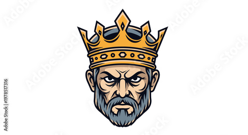 A gothic tribal vector illustration of a horror lion king wearing an evil skull mask with fire eyes and a scary demon face