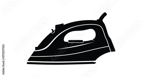 A black silhouette of a modern household steam iron simple design silhouette