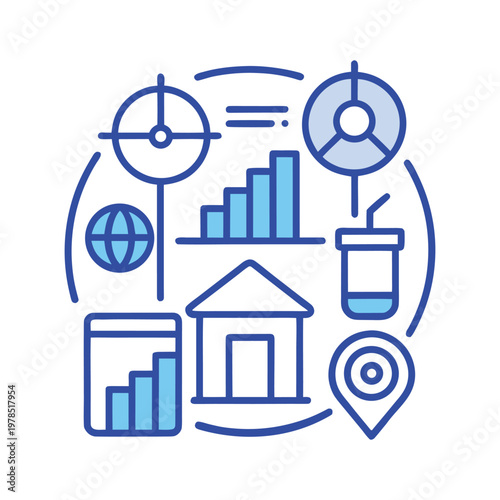 Global Business Analytics and Connectivity Vector Illustration