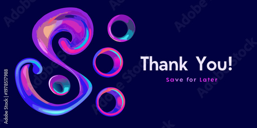Abstract colorful swirls and rings with a thank you message