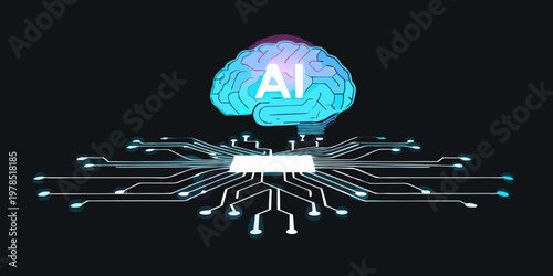 Artificial intelligence concept a brain formed by digital circuitry
