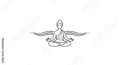 A serene Buddha in meditation posture.