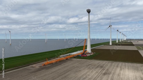 Wind Turbine Construction Espel Westermeerdijk Aerial View