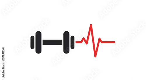 Fitness motivation with dumbbell and heartbeat.