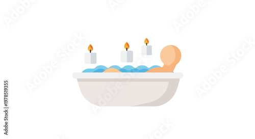a person relaxing in a bathtub with candles.