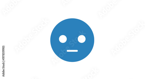A blue emoticon face with a neutral expression.