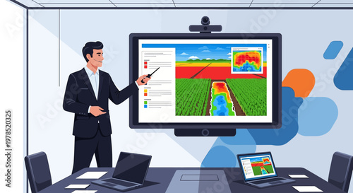 Professional presentation of precision agriculture technology in modern conference room
