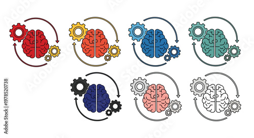 Illustrative depiction of interconnected brains with gears symbolizing cognitive processes and neural networks