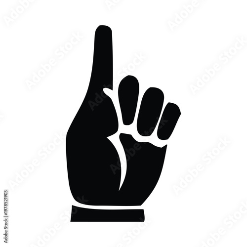 Black Silhouette of a Hand Pointing Upwards with Index Finger Raised