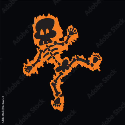 Fire burning skull isolated on black background. Halloween, horror concept. Devilish Skull burning Hell with scary