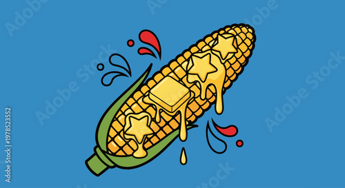 Buttery Corn on the Cob Illustration.