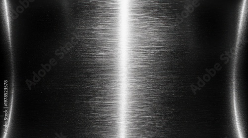 Abstract, textured black and white image with a bright vertical light and curved lines