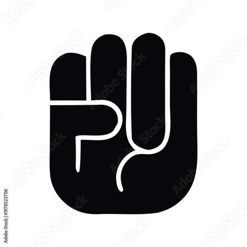 Black fist icon symbolizing power, strength, and protest against oppression