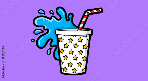 Colorful star patterned cold drink cup.