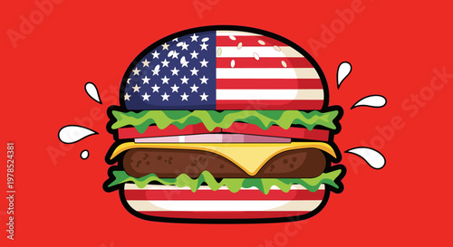 American Burger with Melted Cheese.