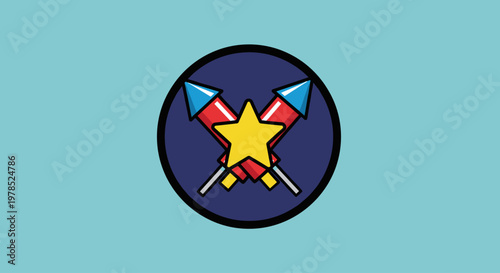 Star and crossed hammer sickle symbol.