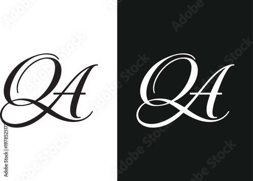 QA Monogram Logo in Luxury Calligraphic Script Style Minimal Lettermark Design for Premium Brand Identity and Corporate Use