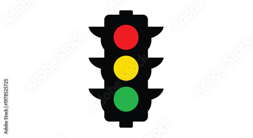 A traffic light displaying a red yellow and green signal