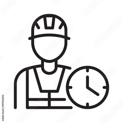 Worker working time line icon