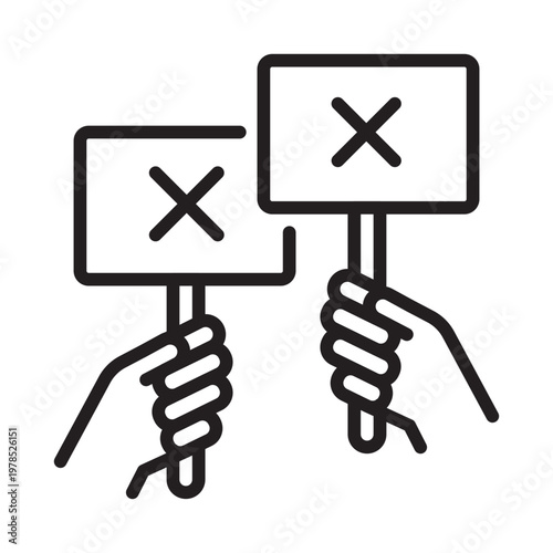 Protest sign boards line icon