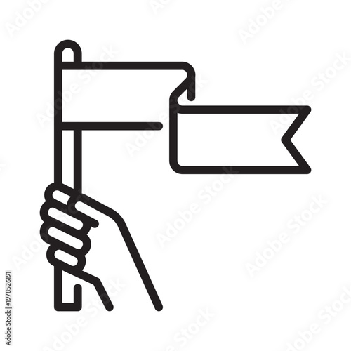 Protest flag hand line icon