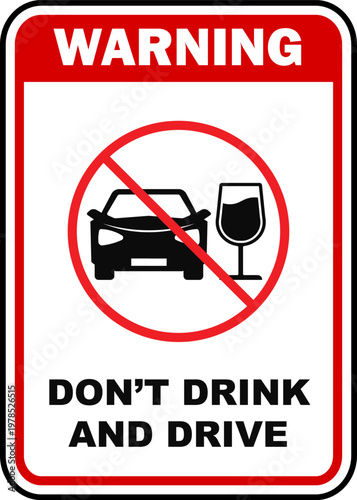 don't drink and drive warning sign red banner poster printable plaque pictogram template design