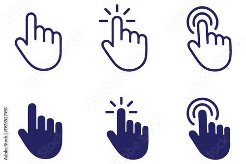 Click hand cursor icon set