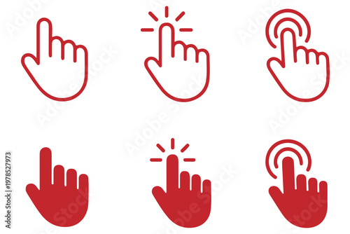 Click hand cursor icon set