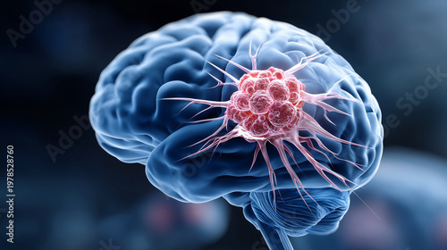Brain Tumor Medical Illustration, Anatomical Brain Tumor Concept