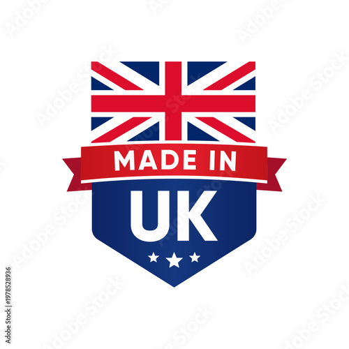 Made in UK Badge with British Flag Design