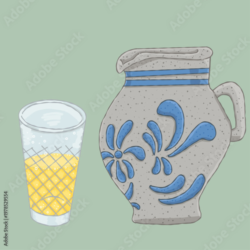 Bembel mit Apfelweinglas