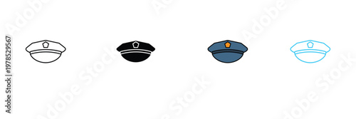 Police Officer Cap Icon for Law Enforcement, Security Uniform, and Authority Service Symbol. Symbol Vector Illustration.