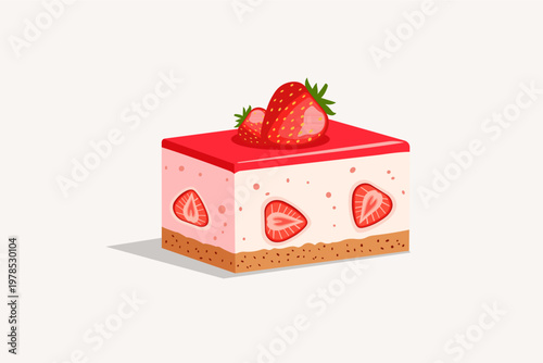Slice of strawberry cheesecake with berry glaze and fresh fruit topping.