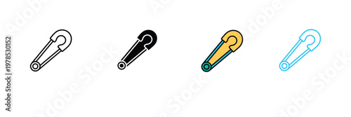 Metal Safety Pin Icon for Sewing, Tailoring, and Fastening Accessory Symbol. Symbol Vector Illustration.
