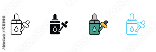 Medical Dropper Bottle Icon for Essential Oils, Eye Drops, and Laboratory Liquid Symbol. Symbol Vector Illustration.