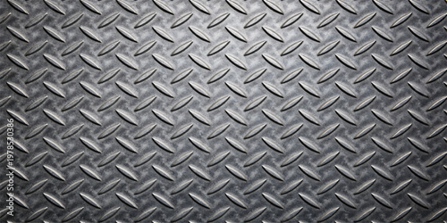 Seamless steel diamond plate texture background, industrial metal tread pattern, rugged silver surface, durable construction material, heavy duty metallic design