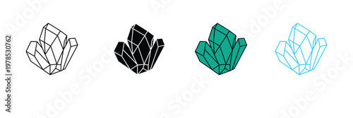 Magic Crystal Gemstone Icon for Jewelry Design, Mineral Extraction, and Healing Stone Symbol. Symbol Vector Illustration.
