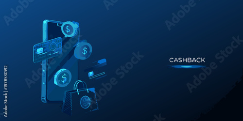Digital payment concept with cashback rewards displayed on a smartphone