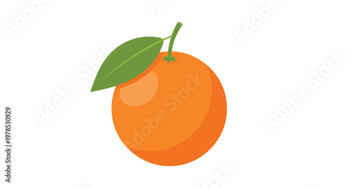 A single whole mandarin orange with a vibrant green stem and leaf sits perfectly balanced on a clean white background with soft natural lighting.