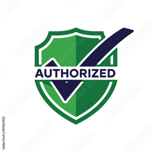 A green shield icon with a white checkmark and the word authorized displayed