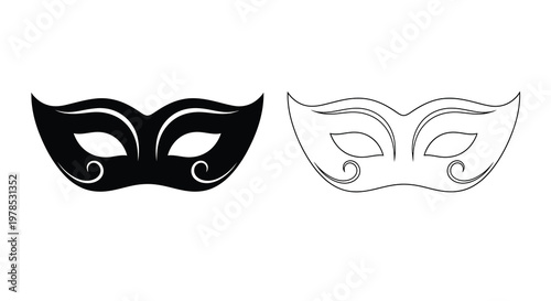Two elegant masquerade masks in contrasting black and white tones